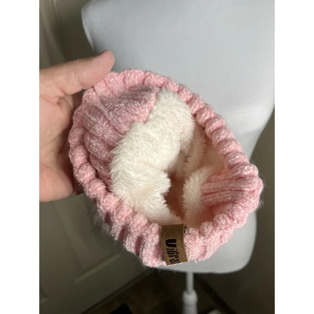 Kids Baby Toddler Children Cable Knit‎ Beanie Pompom Super Soft Pink